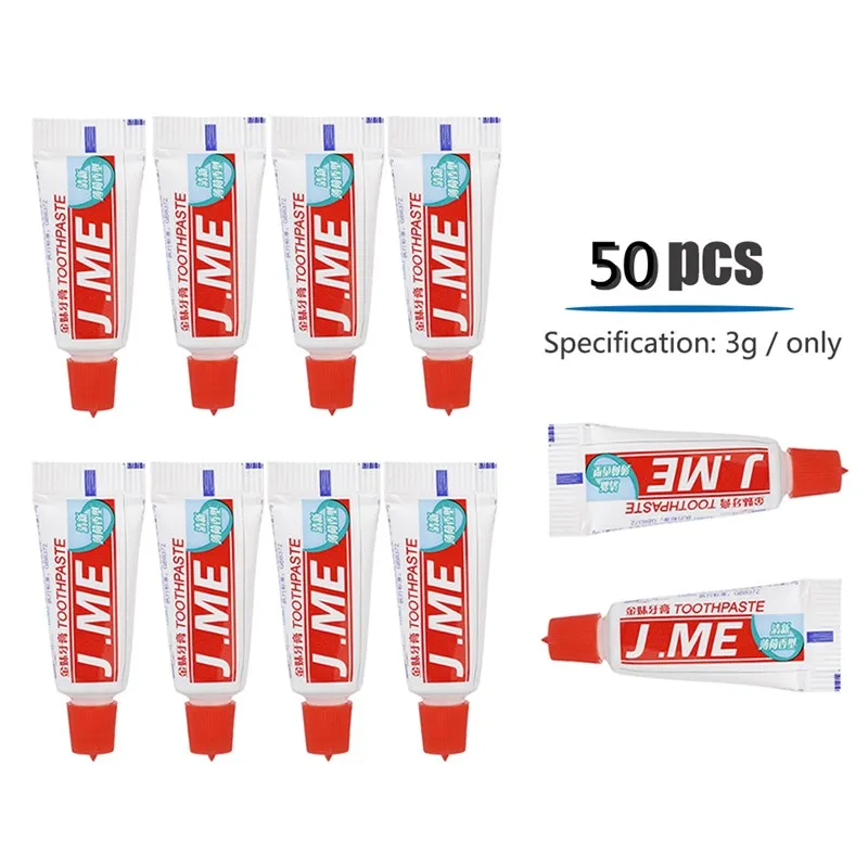 50pcs/lot Disposable 3g Toothpaste Supplies Hotel Convenient Camping Travel Wash Gargle Tool Cleaning Hygiene Oral Care