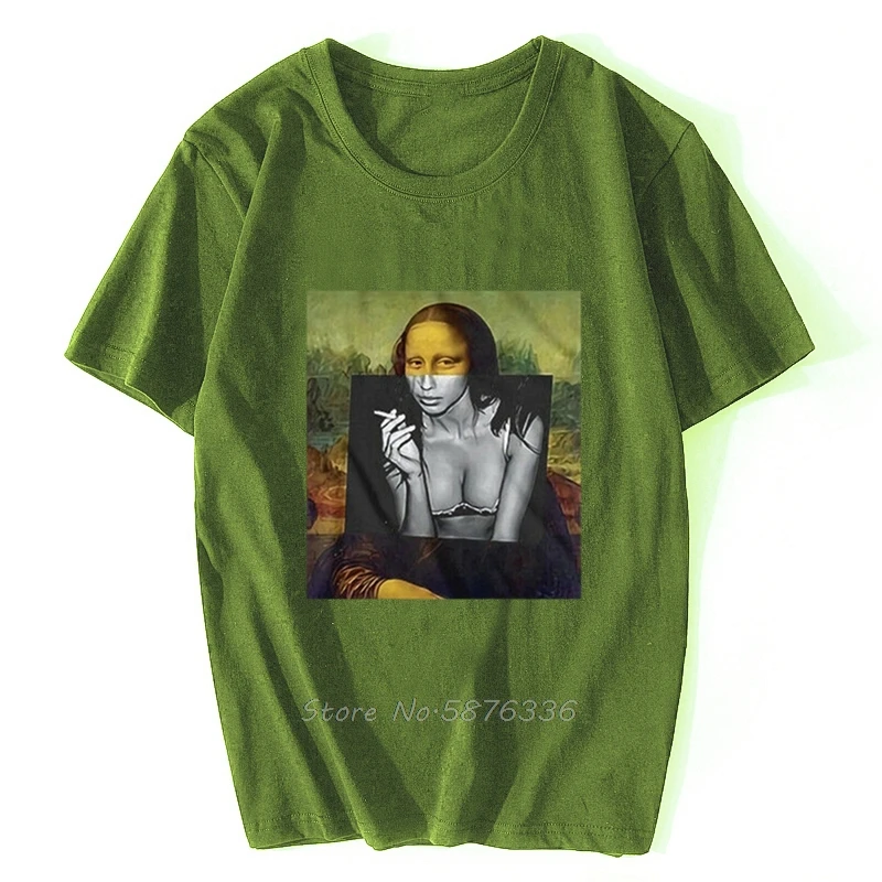 Banksy Renaissance Mona Lisa Street Artist T-shirt Men Cotton Short Sleeve TShirt Funny Tee Shirt Harajuku