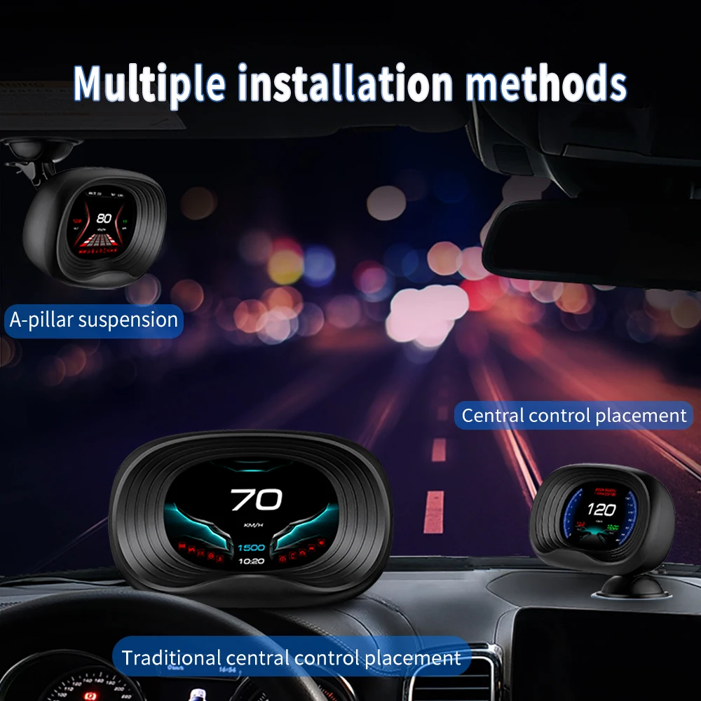 P20 Car Electronic HUD Head Up Display Universal OBD2 GPS  navigation Speed Projector Display Fuel Consumption Temperature