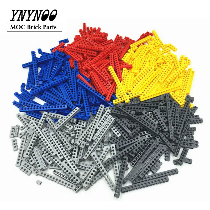 500Grams 10 Sizes 5Colors Technical Brick 1x1 1x2 1x4 1x6 1x8 1x10 1x12 1x14 1x16 with Hole MOC Building Blocks DIY Parts Toys