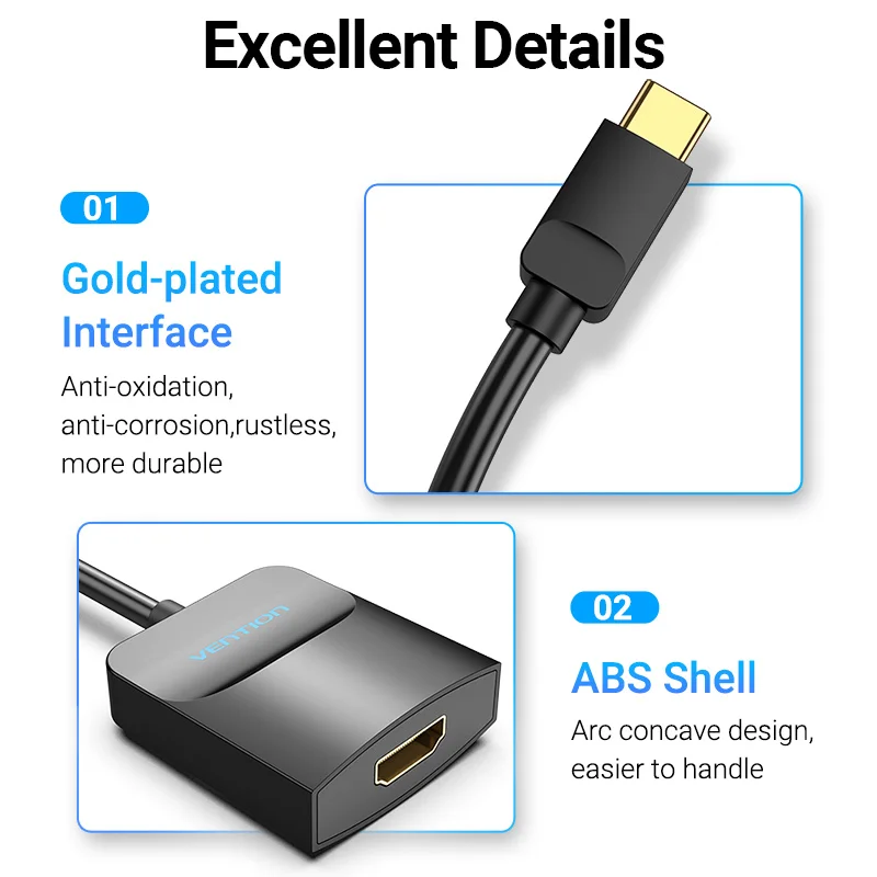 Vention USB C HDMI 케이블 C타입-HDMI 썬더볼트 3 어댑터, 맥북 삼성 갤럭시 S10/S9 화웨이 메이트 20 P20Pro USB-C HDMI