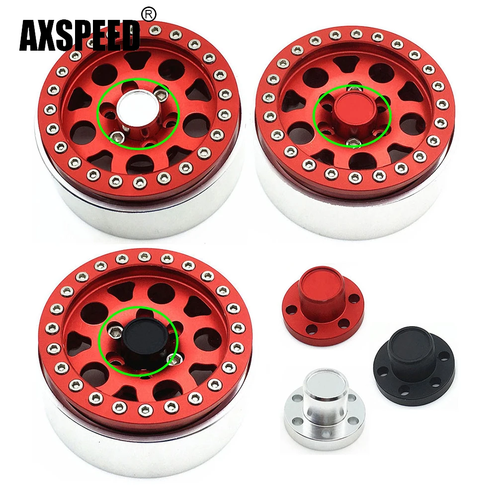 AXSPEED Aluminium 1.9inch Wheel Rim Hub Center Caps for TRX4 Axial SCX10 90046 D90 Tamiya 1/10 RC Crawler Car