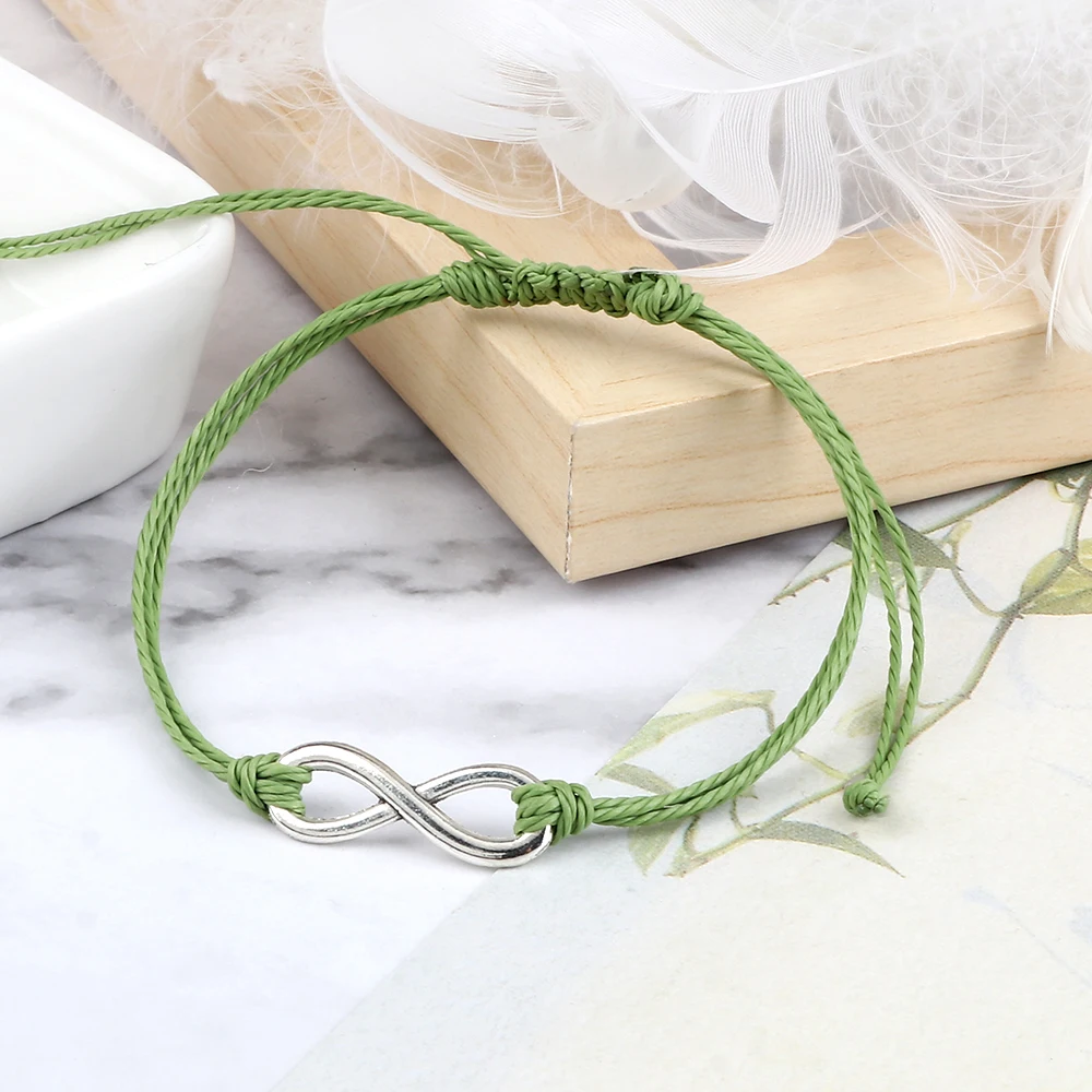 فضية اللون إنفينيتي مضفر سوار للنساء الرجال 26 نمط سحر قابل للتعديل حبل الصداقة أساور موضة الأزواج مجوهرات #5