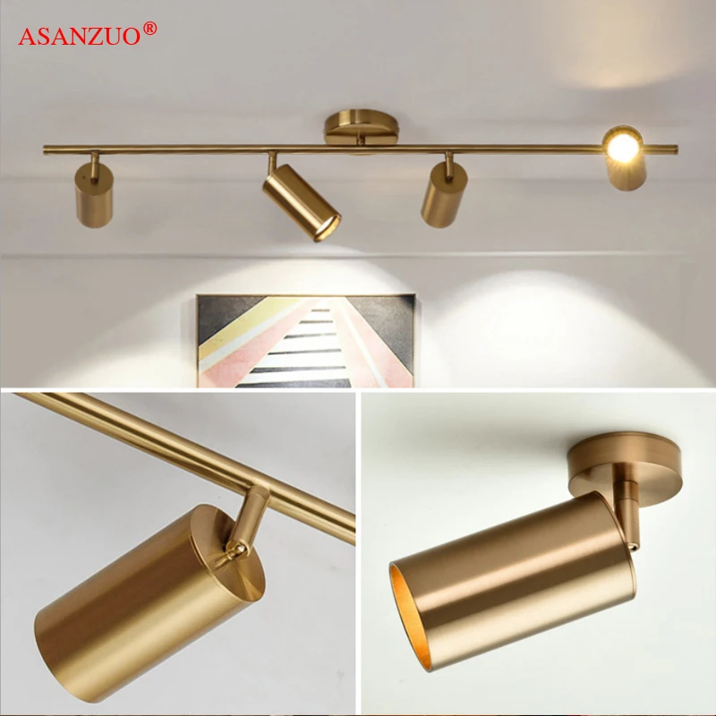 Nordic Golden Rotatable Led Ceiling Light Angle Adjustable GU10 Base For Living Exhibition Room Shop Spot Lighting track light