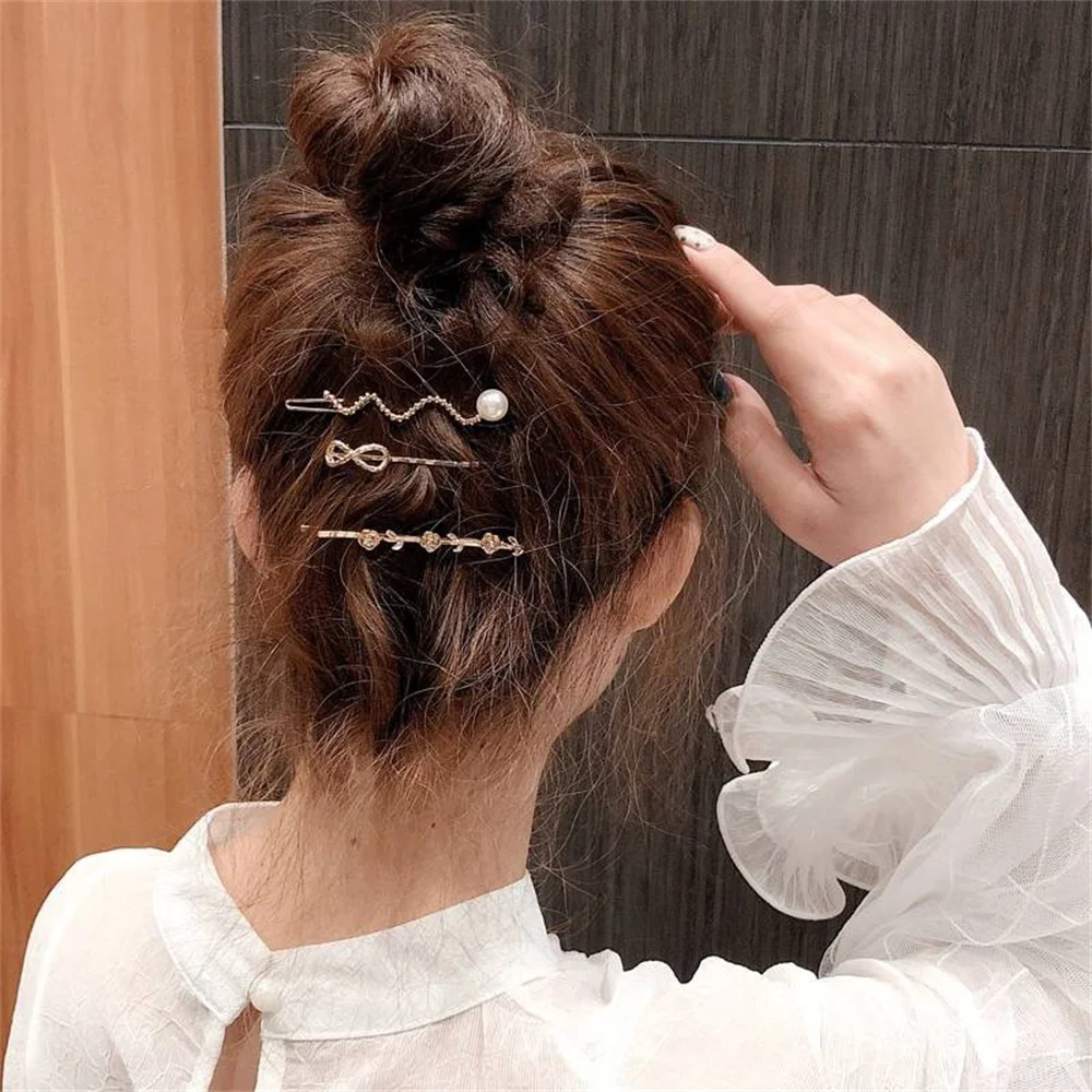 3pcs/set Korea Simple Metal Hair Clips for Women Geometric Rhombus Gold Silver Color Hairpins Hair Accessories Barrettes Clips