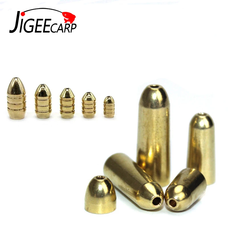 JIGEECARP 5pcs ปลาคาร์พตกปลาทองเหลือง Bullet Sinker น้ำหนักชุดตกปลา SLIP Sinker 1.8G 3.5g 5G 7g 10g ปลาคาร์พ RIG Tackle อุปกรณ์เสริม