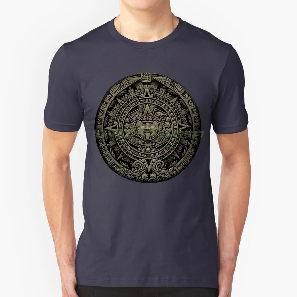 100% Cotton T Shirt Aztec Calendar Sun Stone Mexican Art Carving Maya Mayans T Shirt