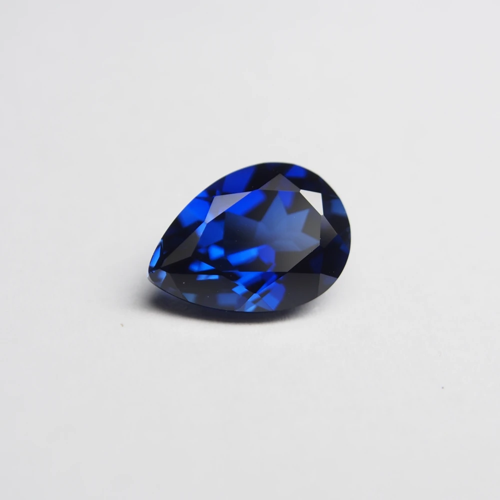 

5A Quality Laboratory manufacturing Blue sapphire 34# corundum Pear cut loose gemstone for Ring