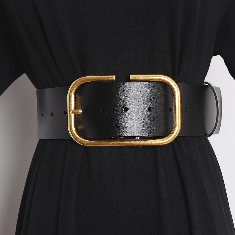 ผู้หญิงรันเวย์แฟชั่นของแท้หนัง Cummerbunds หญิงชุดรัดตัวเข็มขัดตกแต่งเข็มขัดกว้าง TB2055