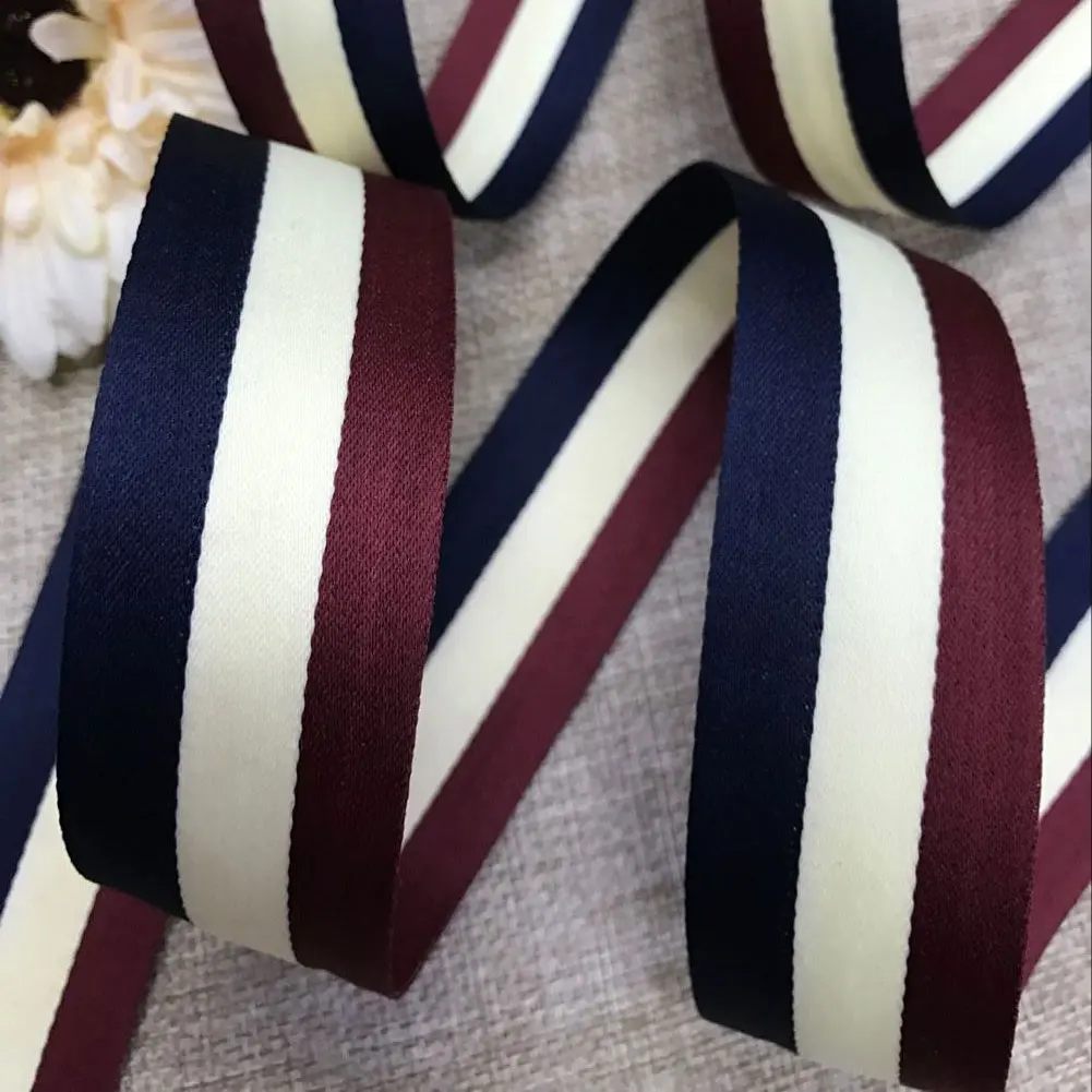 5Yard Polyester Silky Apricot Stripes Ribbon Double Face Printed Sewing Ribbons 10/15/20/25/30mm Gift Decoration Arts and Crafts