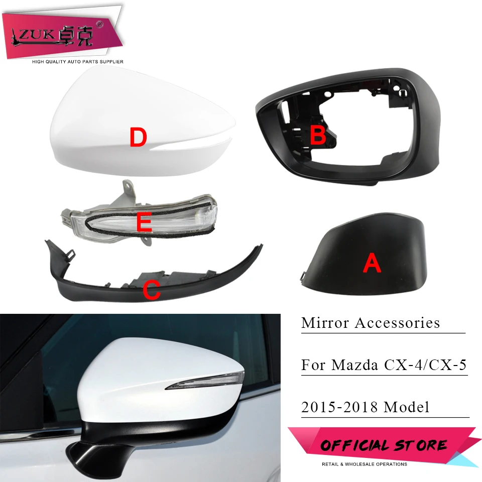 ZUK Car Exterior Parts Rearview Side Mirror Cover Housing Frame LED Turn Signal Lamp For Mazda CX-4 CX4 CX-5 CX5 KE 2015 2016