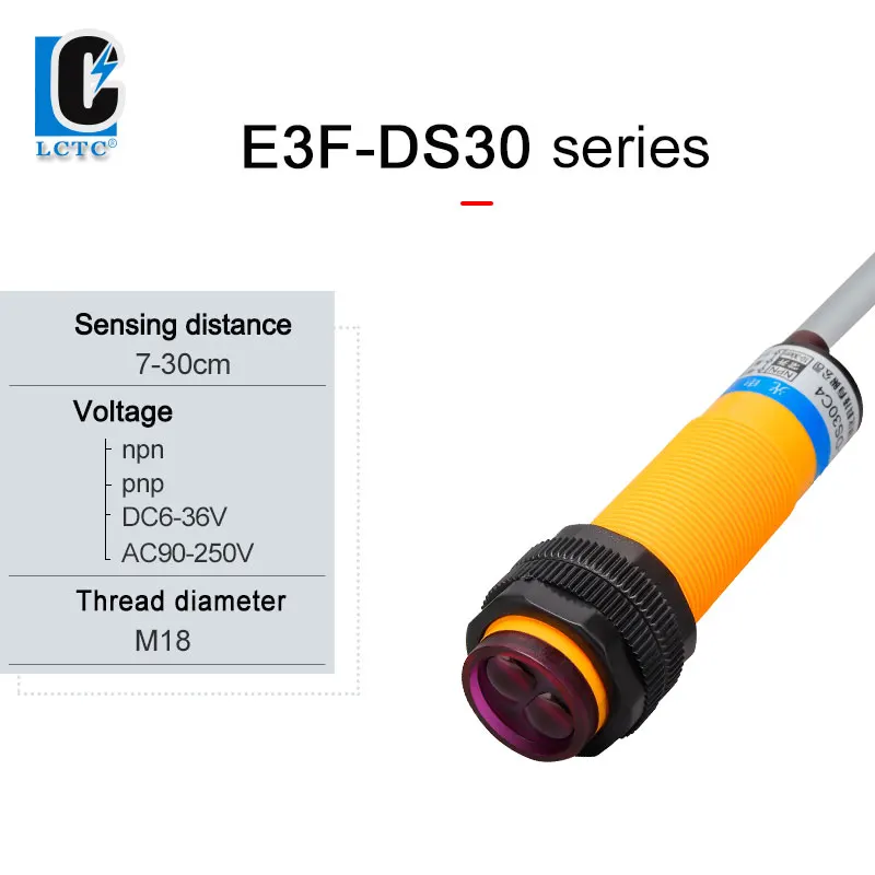 

E3F-DS30 Proximity Switch Photoelectric Sensor switch NPN PNP DC AC 30cm Detection Range Adjustable