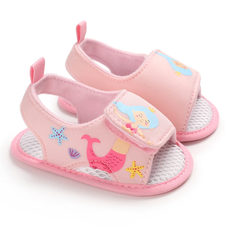 Summer Newborn Infant Baby Girls Princess First Walkers Shoes Soft Sole Sandals Shoes Pink Beach Shoes Baby Slippers