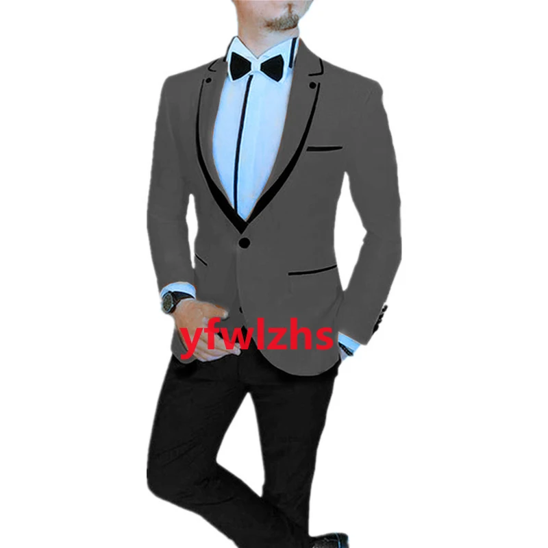 

New Arrival One Button Groomsmen Notch Lapel Groom Tuxedos Men Suits Wedding/Prom Best Blazer ( Jacket+Pants+Vest+Tie) C263