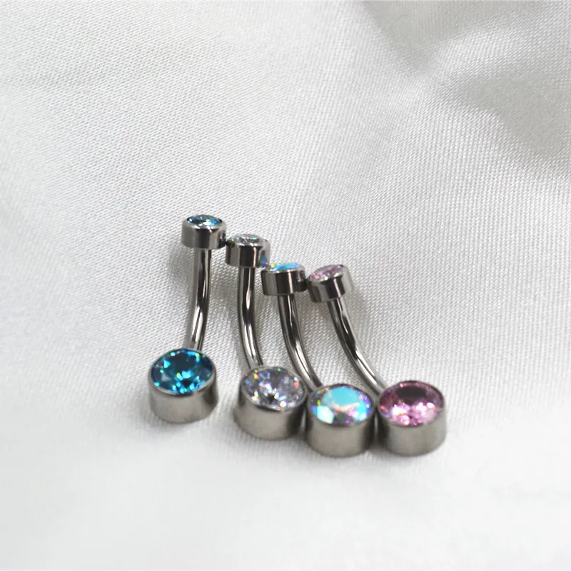 Lot10PCS Body Jewelry-G23 Titanium CZ Nice Smart Navel Belly Button Body Piercing 14Gx10x4/6mm Navel Curve Barbells Belly Rings