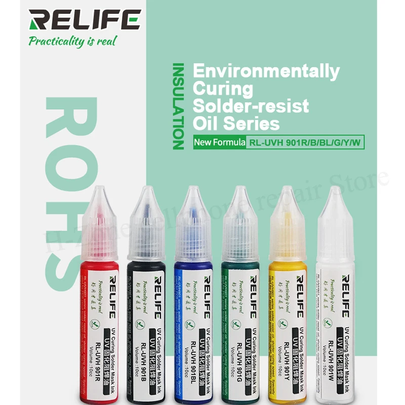 RELIFE RL-901 UV curing solder mask ink white black red yellow blue green solder flux for computer and mobile phone PCB board