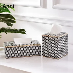 Modern Mosaic Ceramic Tissue Boxes European Simple Creativity Napkin Holder Desk Paper Towel Storage Box Living Room Decoration