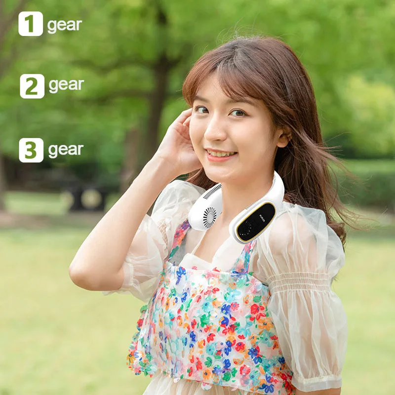 Ventilatore da collo portatile ventola di raffreddamento ad aria a ioni negativi ventole senza lama USB ventilatore indossabile con archetto da collo condizionatore di raffreddamento con purificazione dell'aria