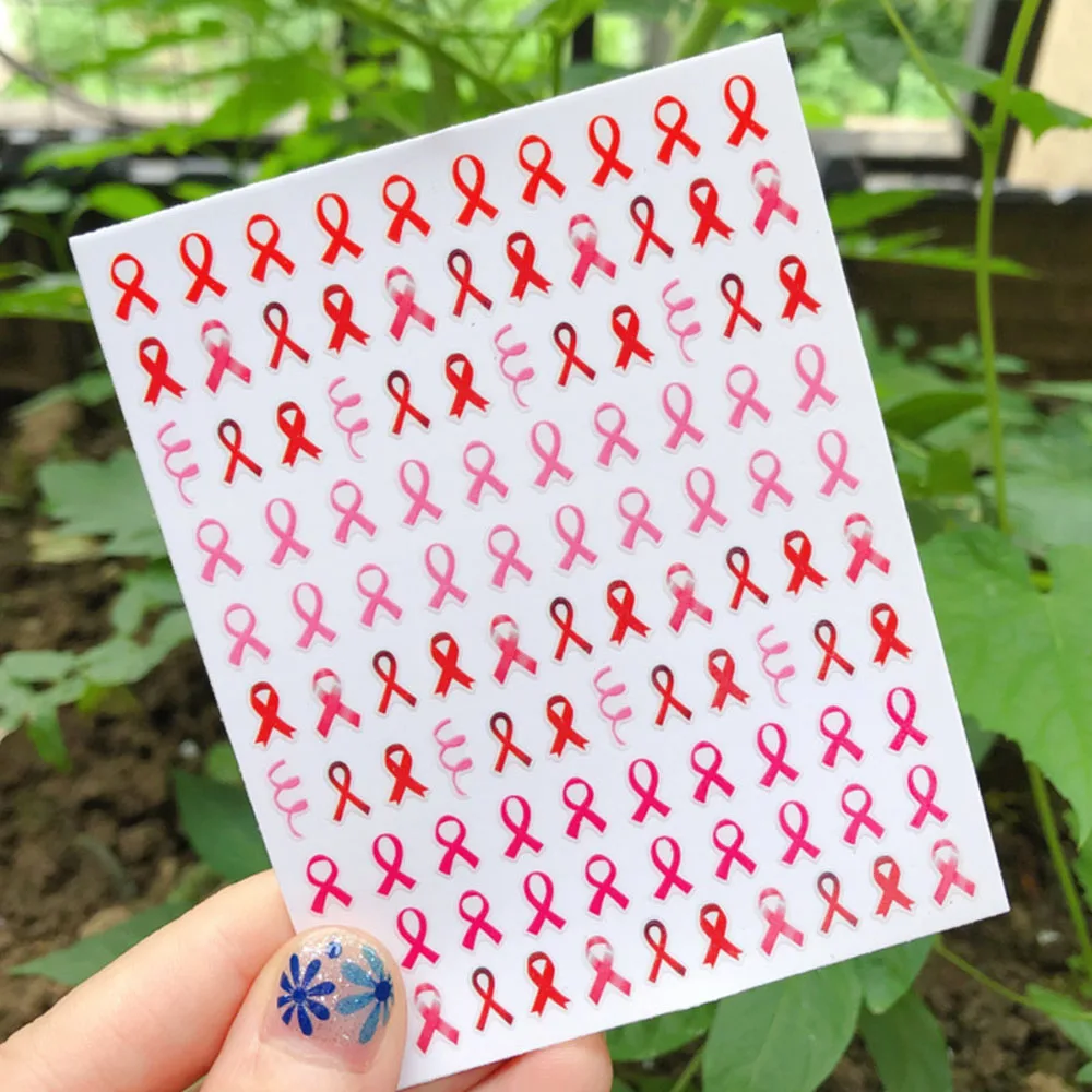 1pcs Pink Ribbon Nail Art Decals Breast Cancer Awareness Manicure Accessories Salon Women's’ Breast Health Love Faith Stickers