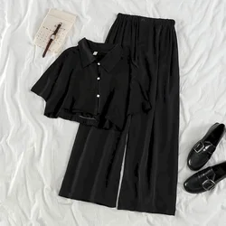 2024 Autumn Two Piece Set Women Summer Korean Short Sleeve Shirt Wonen Clothing Matching Sets Sweat Suits Lounge Wear Pants Top