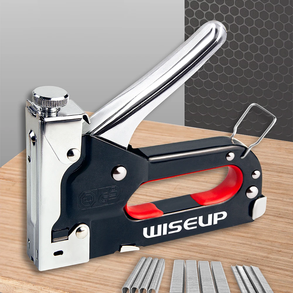 WISEUP 3 In 1 네일건 DIY 가구 건설 스테이플러 장식품 스테이플러 600 스테이플 홈 장식 목공 도구 타카