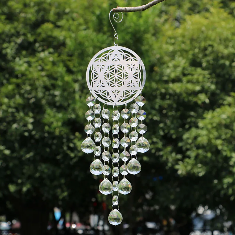 Clear Crystal Suncatcher Chakra Colors Ball Prism Window Hanging Ornament Rainbow Suncatcher Home Office Garden Decoration