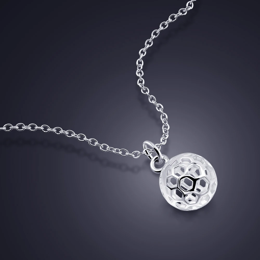 New Simple 925 Sterling Silver Carved Hollow Ball shaped Chain Geometric Light Luxury Temperament Simple Sweet Pendant Necklace