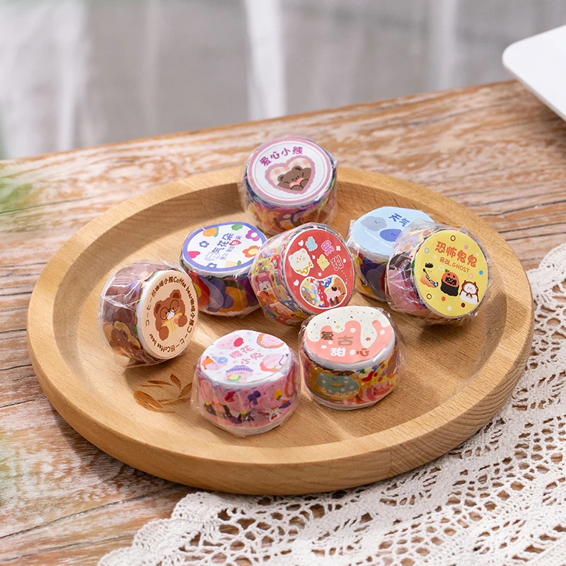 100 PCS/Roll Flowers Petal Heart Washi Tape Stickers Masking Tape Crafts Decorative Decals for DIY Scrapbook