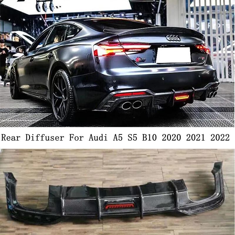 Real Carbon Fiber Rear Diffuser Lip Spoiler For Audi A5 S5 B10 2020 2021 2022 High Quality Bumper Splitter Auto Accessories