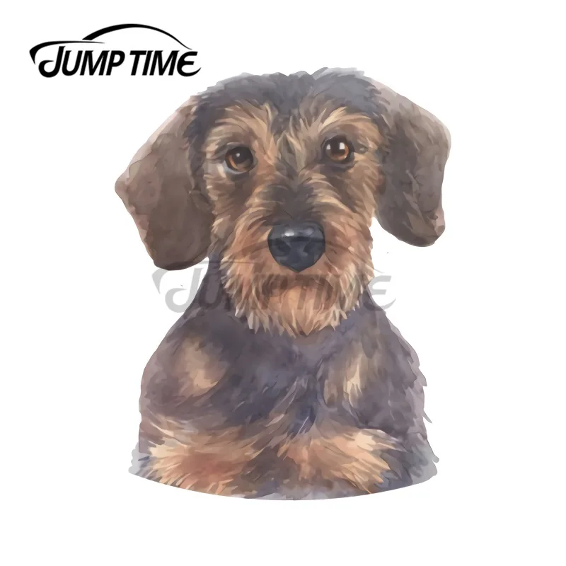 JumpTime 13 x 6.7cm Wirehair Miniature Dachshund Watercolor Art Graffiti Creative Decal Motorcycle Car Scratch-Proof Sticker