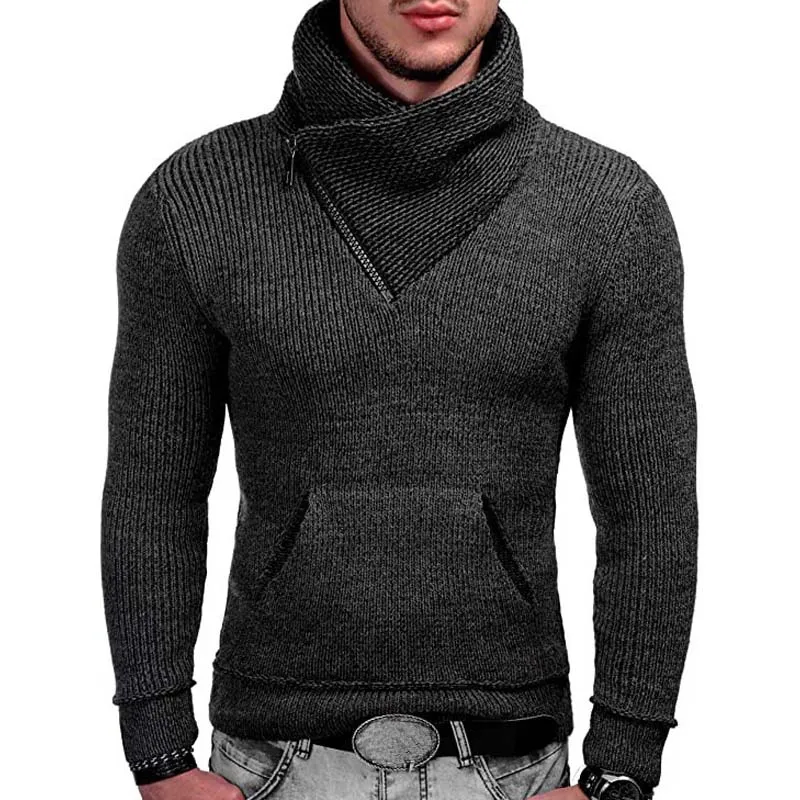 Sweter Pria Musim Gugur Musim Dingin Sweter Pria Turtleneck Padat Kasual Sweter Rajutan Lengan Panjang Sweter Pria 3XL Jumper Pria Ramping