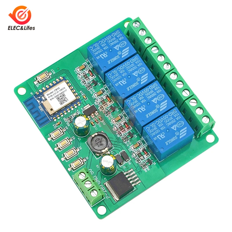 USB 5V DC 7-24V 4 Channel Smart WiFi Wireless Remote Control Relay Switch Module For Mobile Phone Tuya APP Control Smart Switch