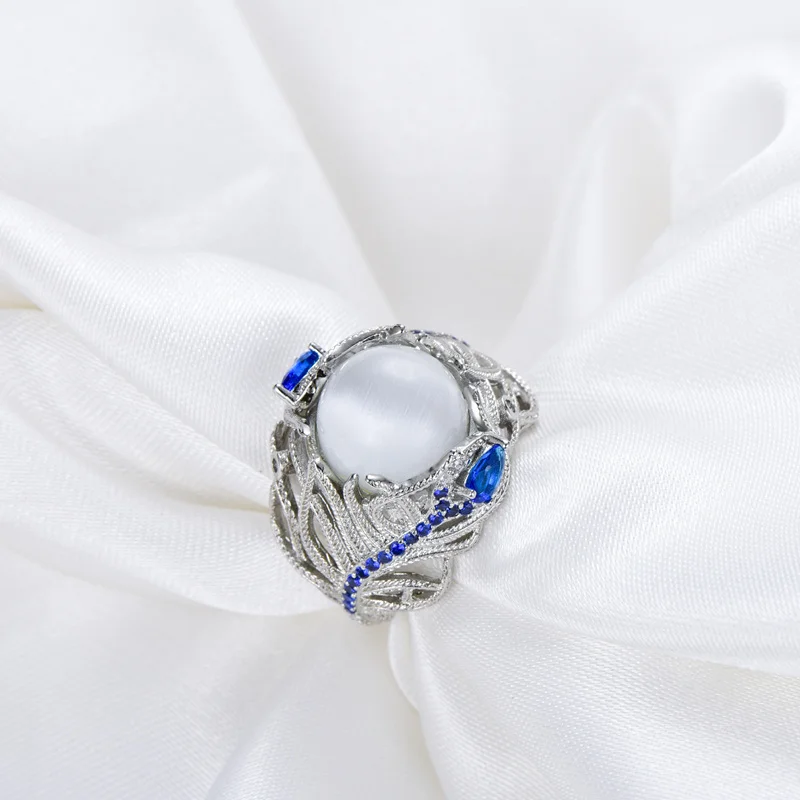 Women's Unique Design 925 Sterling Silver Opal Ring, Charm Gift