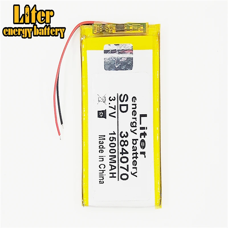 3.7V,1500mAH 384070 PLIB (polymer lithium ion / Li-ion battery ) for Smart watch,GPS,mp3,mp4,cell phone,speaker