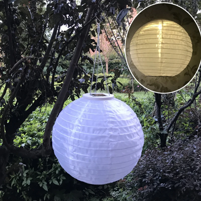 

Lantern Solar Light LED Hanging Ball Nylon Lantern Fairy Lights For Garden Decoration Wedding Solar Light With Battery 12inch