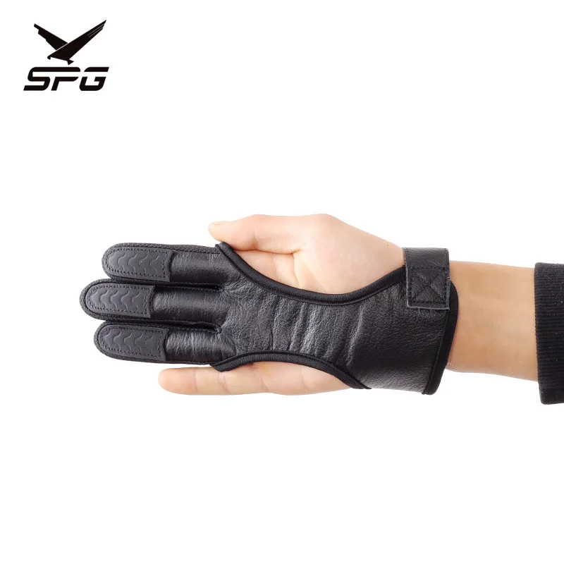 Bow and Arrow Archery Three-Finger Fingerstall Gloves SPG  Hunting Black Widow Deerskin Mediterranean Brace Shooting Gloves