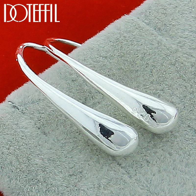 DOTEFFIL 925 Sterling Silver Water Droplets/Raindrops Stud Earrings For Woman Wedding Engagement Fashion Party Charm Jewelry