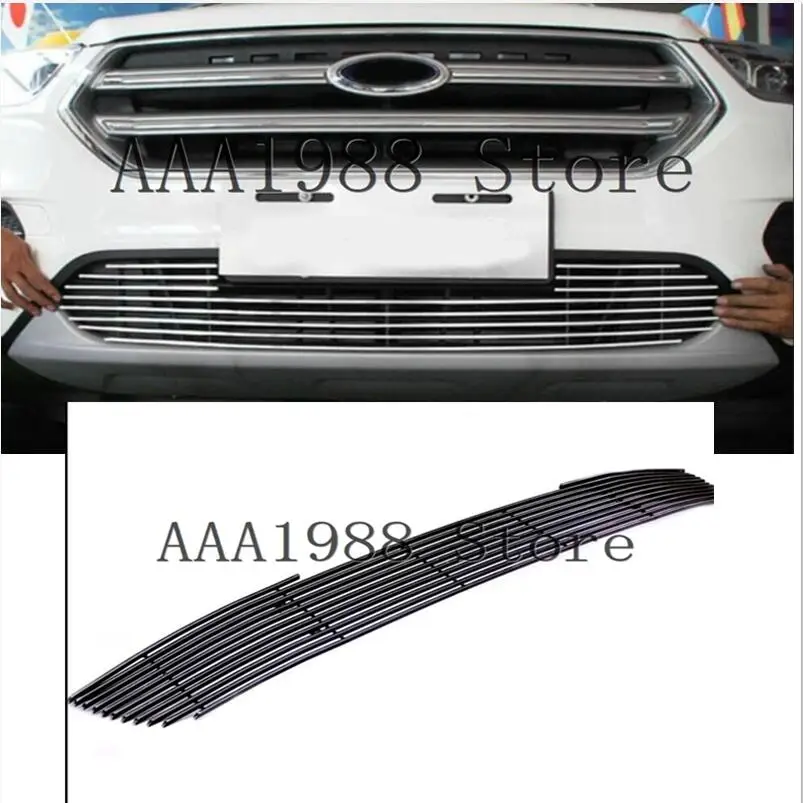 Stainless steel metal FOR FORD KUGA ESCAPE 2017 2018  FRONT RACING GRILL GRILLS BUMPER MASK CAR GRILLE