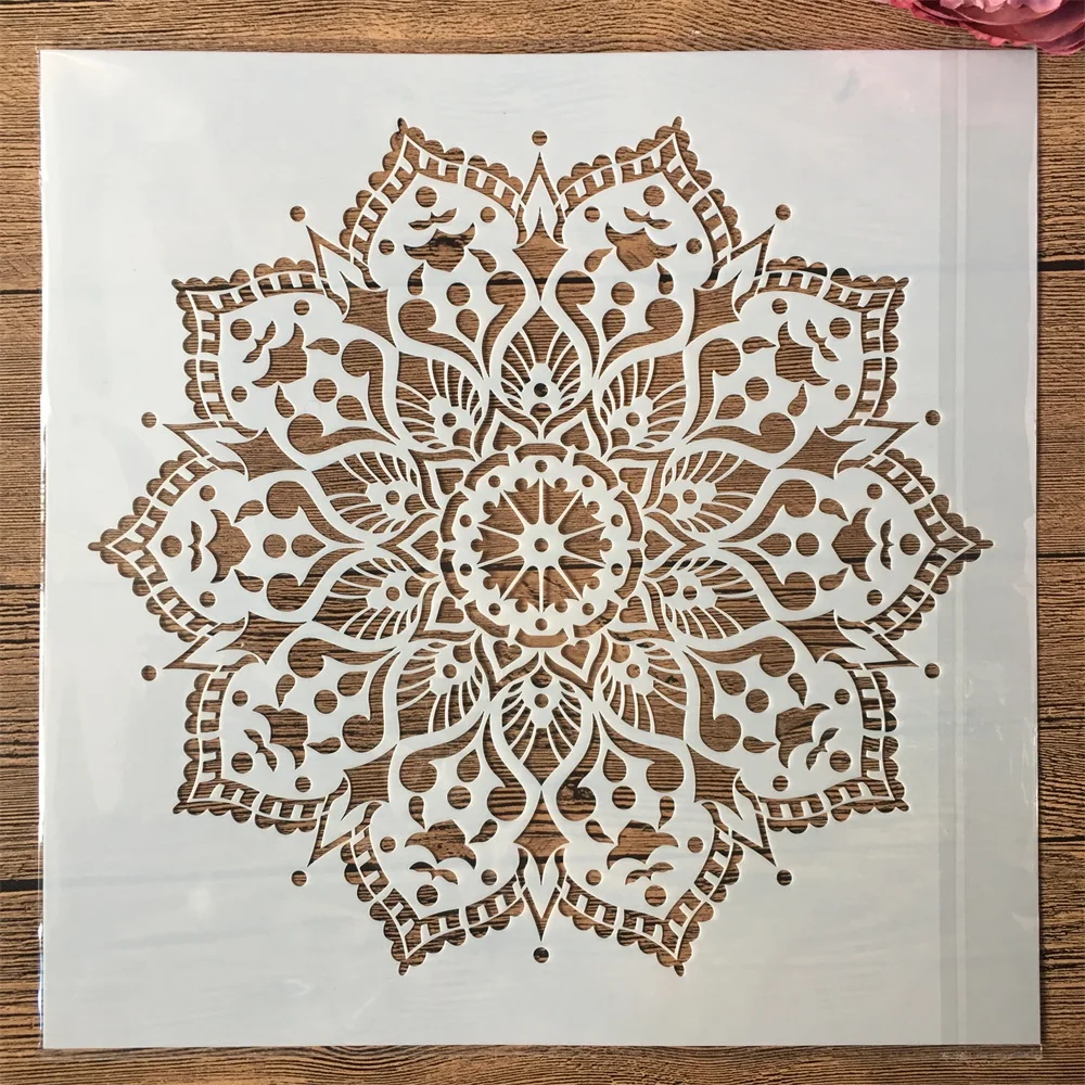 30*30cm Big Geometry Mandala Lotus DIY Layering Stencils Painting Scrapbook Coloring Embossing Album Decorative Template