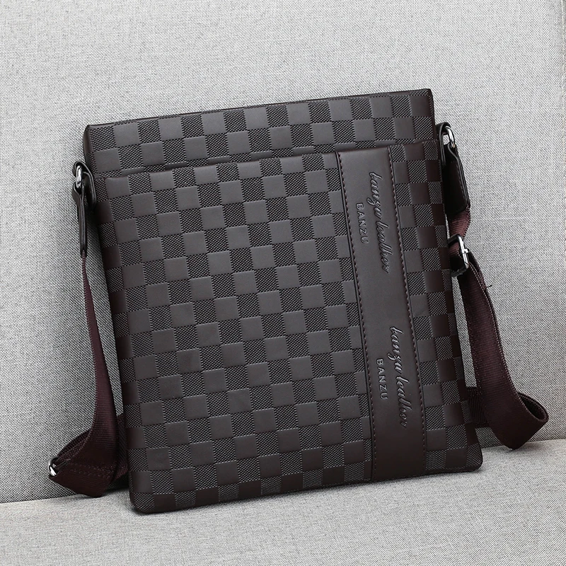 Fashion Shoulder Messenger Bags 2024 Men\'s Casual Plaid Bag Business Briefcase Korean Style Shoulder Bag