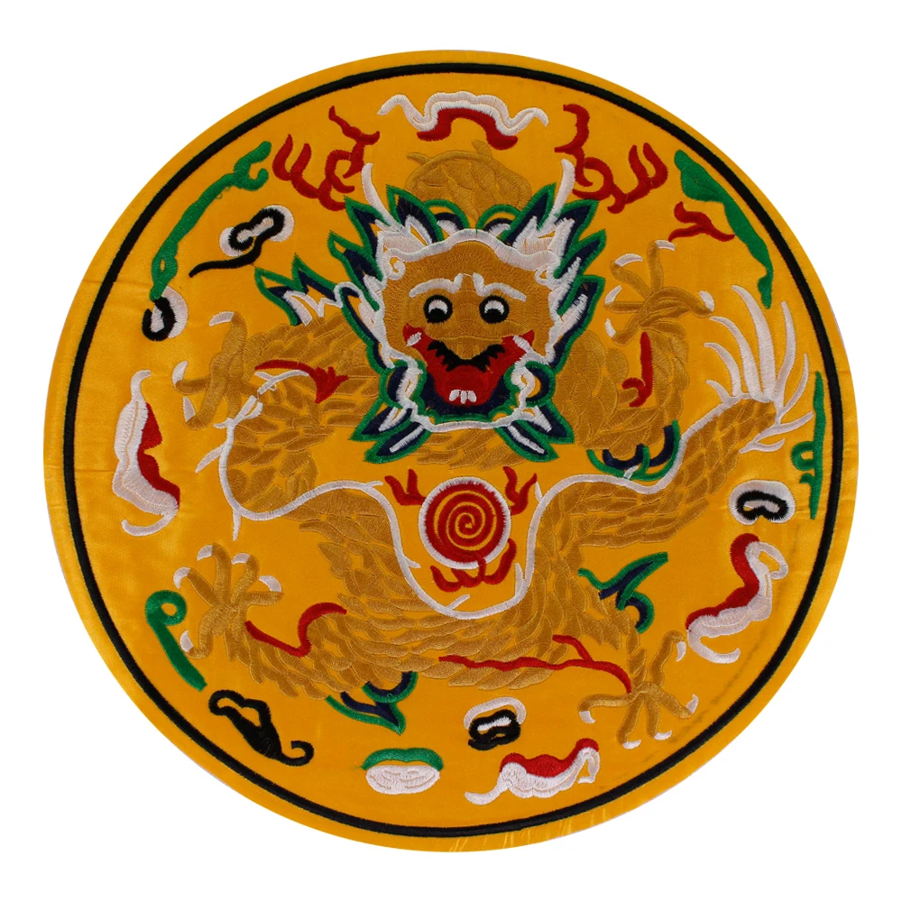 Large Chinese Style Dragon Embroidered Patch Peking Opera Figure Mask Dancing Lion Badge Applique Clothes Decor Sewing Accessory