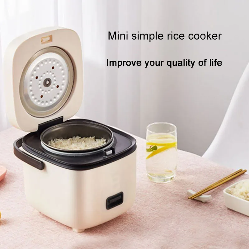 220V Electric Rice Cooker Food Steamer Cooking Pot Mini Portable Heating Lunch Box Noodles Hot Pot Non-stick Food Cooker 1.2L