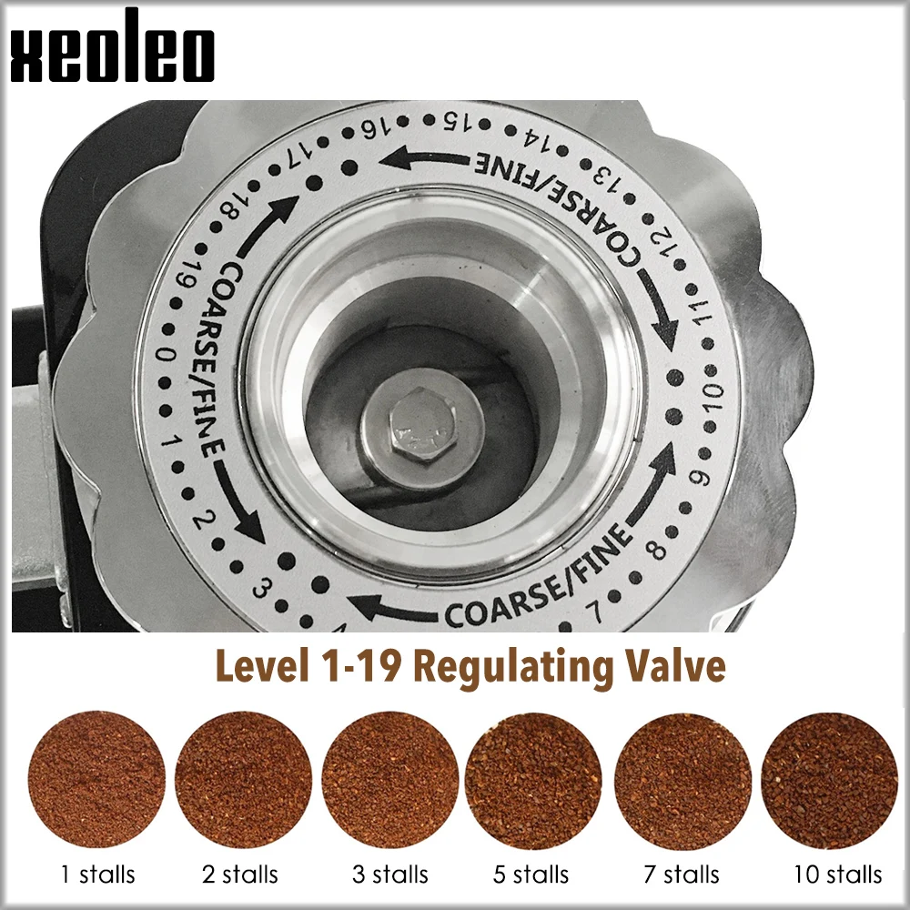 XEOLEO elektryczny młynek do kawy 200W ekspres do kawy 1L automatyczny młynek do kawy 60mm płaski młynek ekspres do kawy 20 kroków