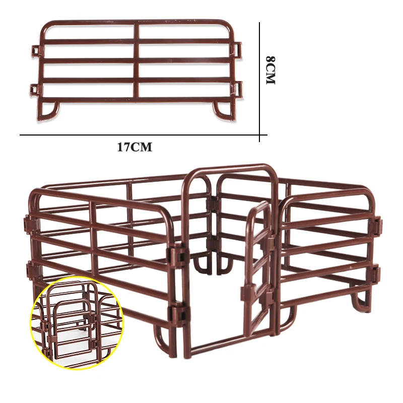 Oenux Home Decoration Farm Fence Scene Series Simulation Cow Horse Animal Model Palm Trees Action Figures Miniature Cute Kid Toy