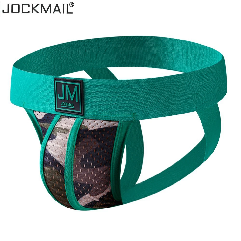 JOCKMAIL Men\'s Athletic Supporter Performance Mesh Breathable Jockstrap Elastic Waistband Gay Underwear Sexy Camouflage Thong