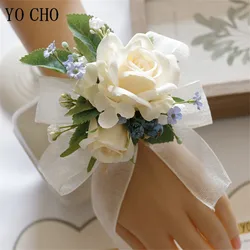 Ngà Voi Cổ Tay Áo Khoác Nữ Họa Tiết Cô Dâu Chị Em Hoa Handmade Tơ Nhân Tạo Vòng Tay Hoa Hồng Hoa Cho Đám Cưới Nhảy Múa Trang Trí Tiệc