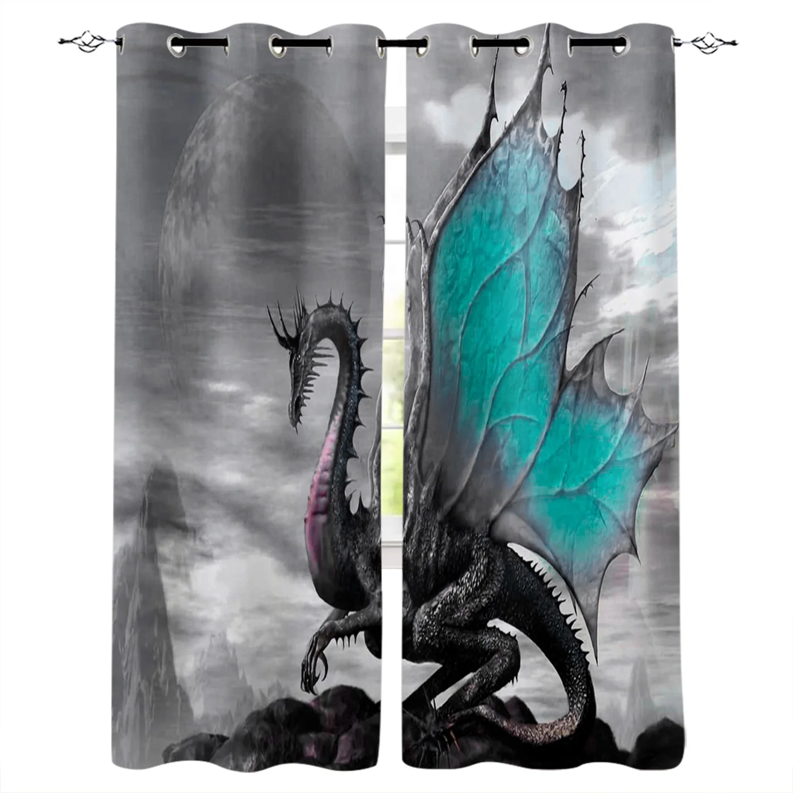 Magic Western Dragon Retro Window Curtains Living Room Bedroom Kitchen Curtain For Children Drapes Window Treatment