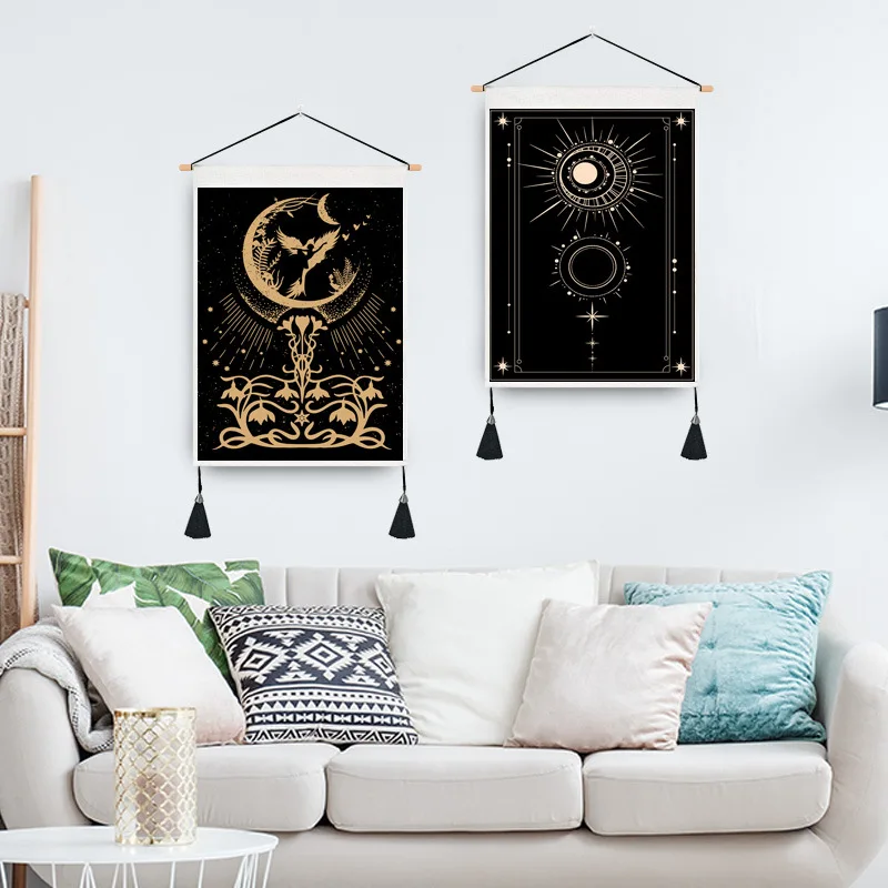 Tarot Brand Sun Moon Mandala Tapestry Wall Hanging Witchcraft Wall Tapestry Hippie Wall Carpets Dorm Decor Psychedelic Tapestry