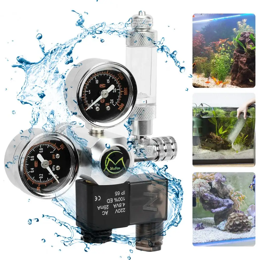 Professional Good Sealing Easy to Read Aquarium CO2 Regulator Adjustable CO2 Solenoid AC Regulator with Bubble Counter