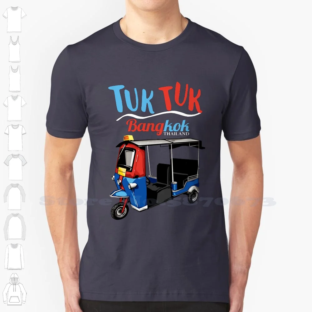 Bangkok 100% Cotton T-Shirt Culture Traditional Asian I Love Thailand Visit Vacation Holiday Bangkok Three Wheel Taxi Symbolic